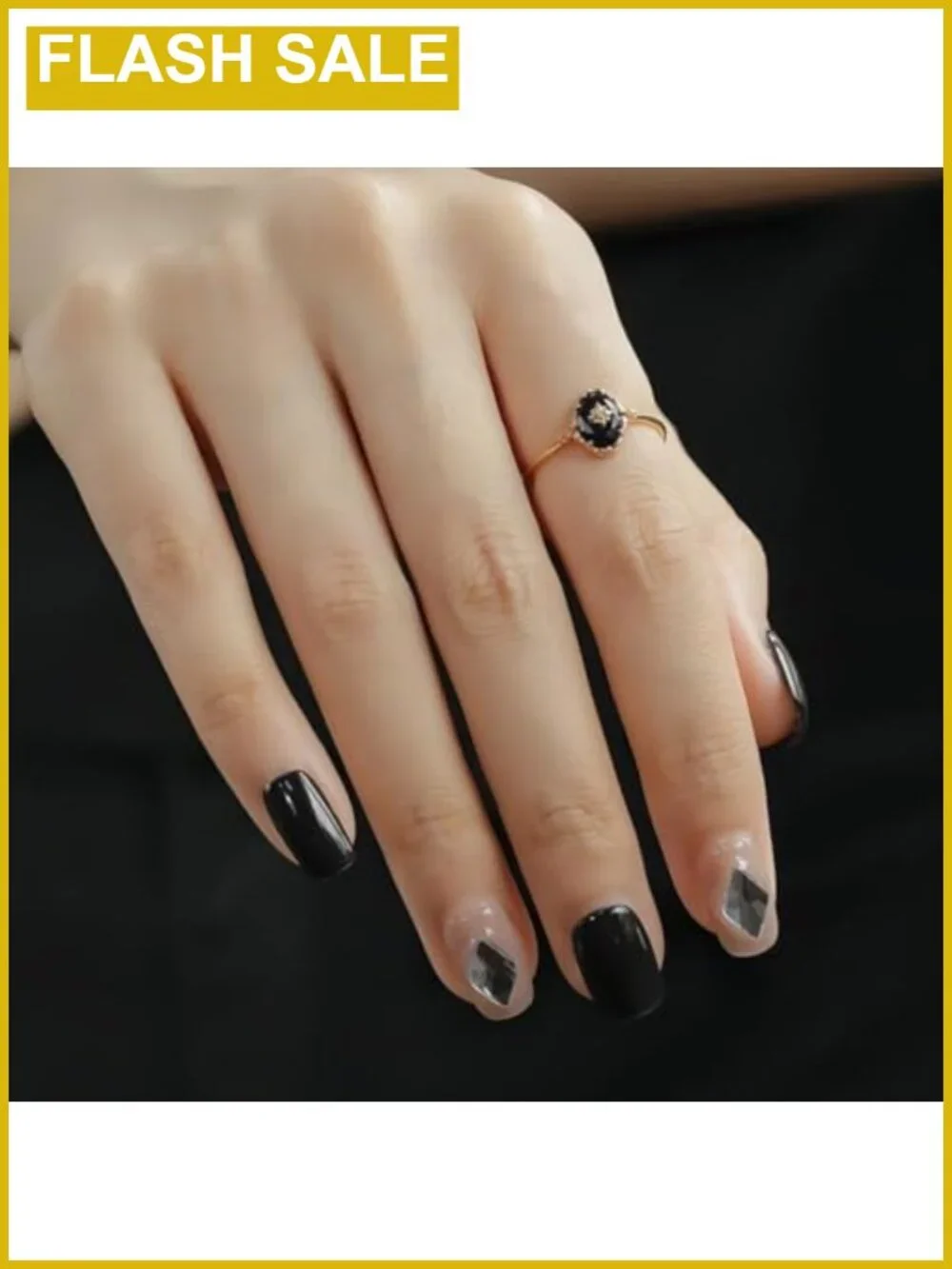 Onyx Black Diamond Oval Stacking Rings 925 Silver Plated Women Men
